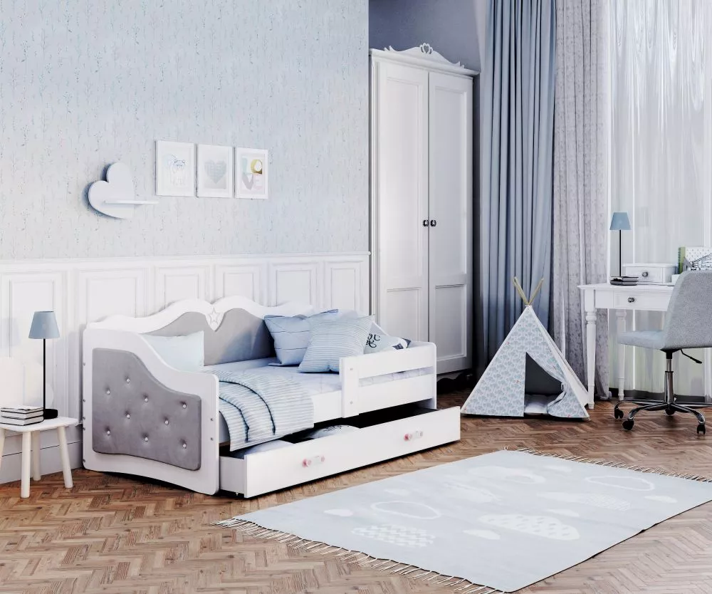 Bērnu gulta Lili T K ar stelāžu Guļamvietas platums: 80 cm, Guļamvietas garums: 180 cm, · 85 × 183 × 65 cm