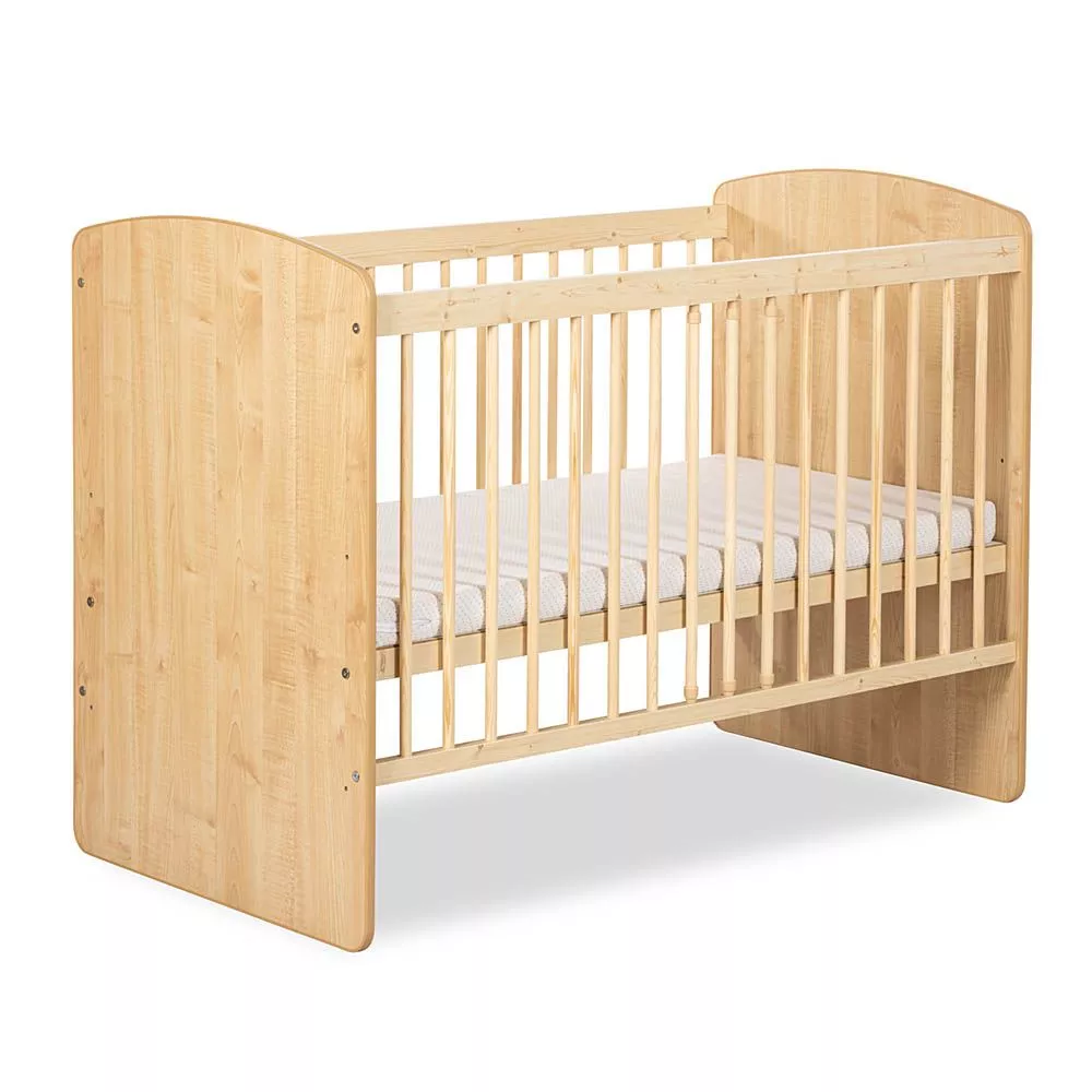 Bērnu gultiņa Karolina 2 60x120 ar stelāžu Guļamvietas platums: 60 cm, Guļamvietas garums: 120 cm, · Priede · 68 × 123 ×