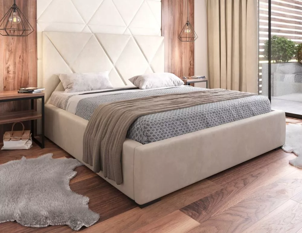 Gulta Vegas 05 Standard ar stelāžu Guļamvietas platums: 180 cm, Guļamvietas garums: 200 cm, stelāžas tips: koka, · Bēšs 