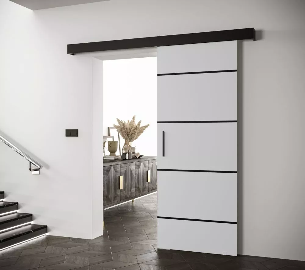 Bīdāmās durvis Salwador 4 Black · Balts · 90 × 204 cm