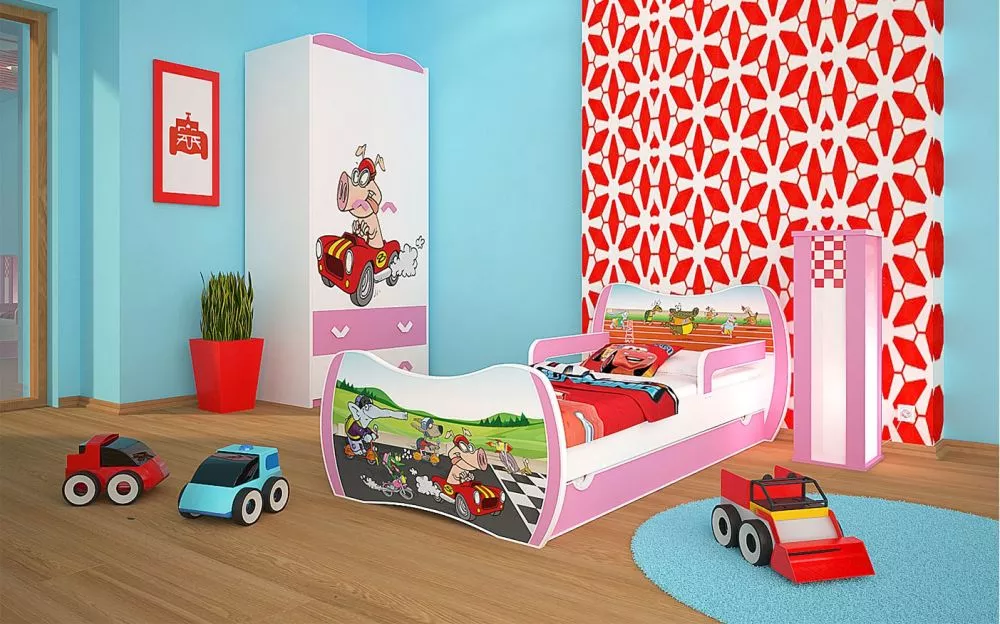 Bērnu gulta Dream L06 180x90 DM19 ar stelāžu Guļamvietas platums: 90 cm, Guļamvietas garums: 180 cm, · 114 × 184 × 71 cm