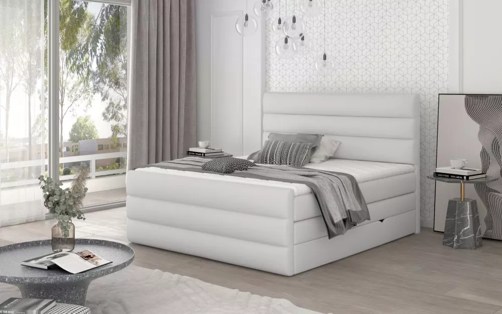Gulta Cande Boxspring standard Guļamvietas platums: 180 cm, Guļamvietas garums: 200 cm, · Balts · 180 × 220 × 133 cm