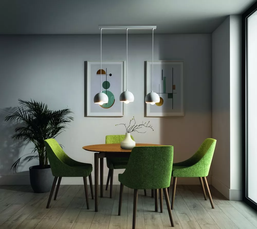 Lampa Callide 3 veids: piekaramā, · Balts · 65 × 15 × 110 cm