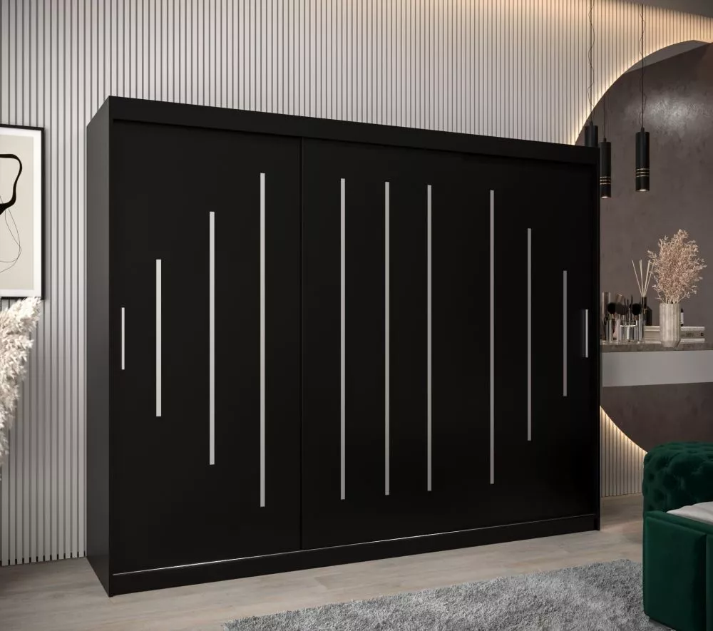 Skapis York · Melns · 250 × 62 × 200 cm