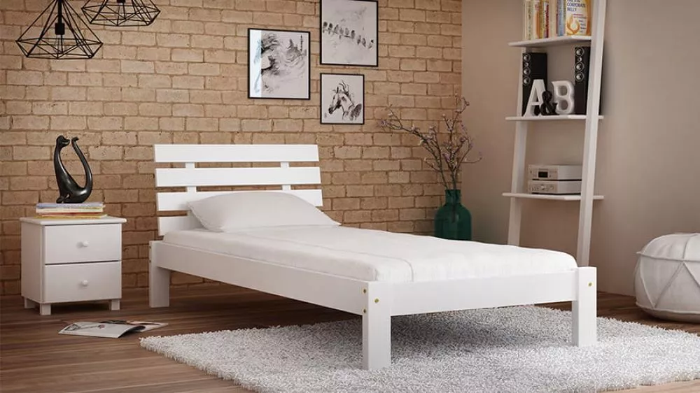 Gulta Klara ar stelāžu Guļamvietas platums: 90 cm, Guļamvietas garums: 200 cm, · Balts · 100 × 208 × 83 cm