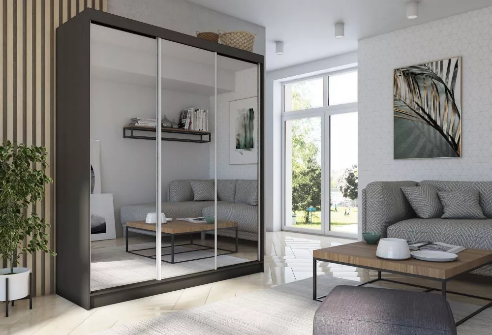 Skapis Debora ar LED · Melns · 180 × 61 × 216 cm