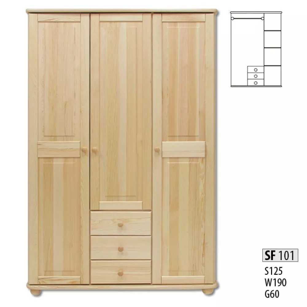 Skapis SF 101 · Priede · 125 × 60 × 190 cm