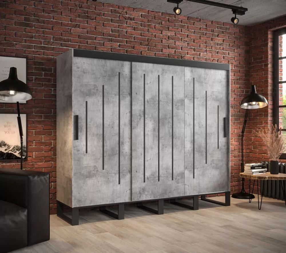 Skapis Loft Y · Betons · 250 × 62 × 212 cm