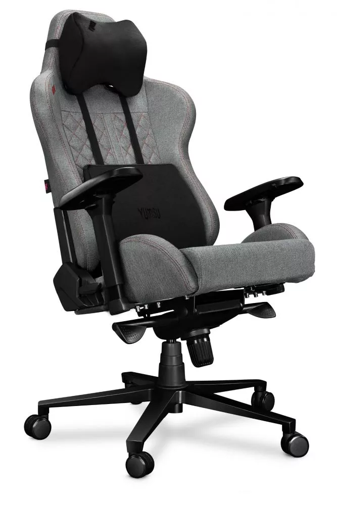 Datorkrēsls Yumisu 2050 Korpusa krāsa: gaiši pelēks, Elementu krāsa: sarkans, Sēdvietas platums: 39 cm, · 70 × 70 × 133 