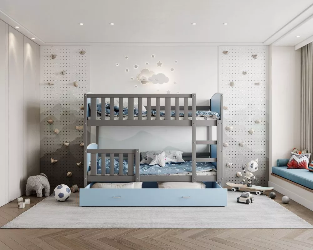 Bērnu gulta Tami MDF 80x190 ar stelāžām Guļamvietas platums: 80 cm, Guļamvietas garums: 190 cm, · 86 × 198 × 158 cm