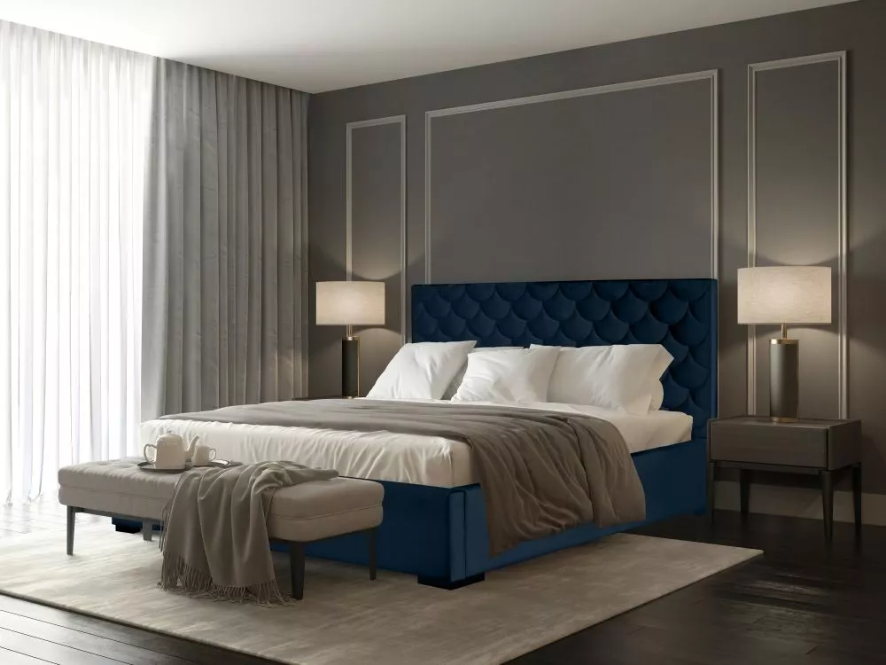 Gulta Vegas 04 Standard ar stelāžu Guļamvietas platums: 140 cm, Guļamvietas garums: 200 cm, stelāžas tips: koka, · Zils 