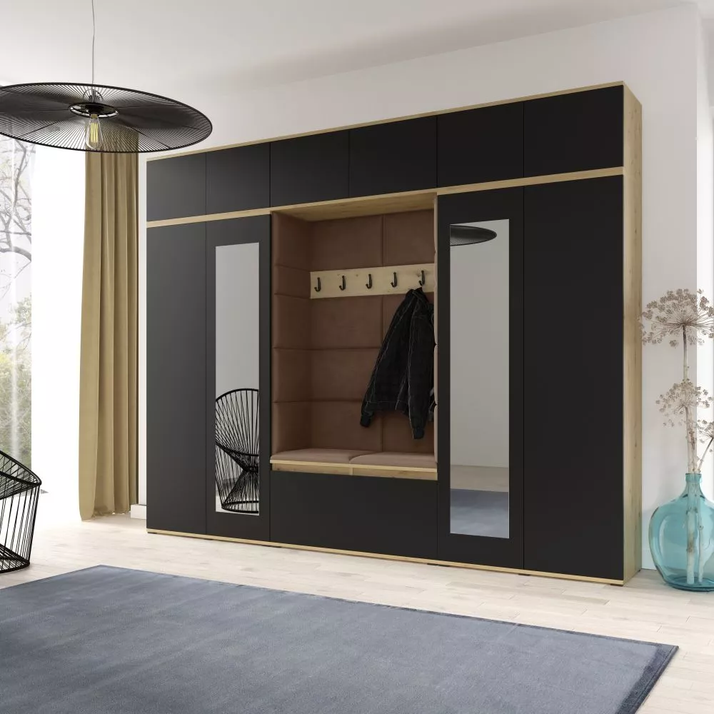 Apavu plaukts Emi 17 Trinity Korpusa krāsa: ozols artisan + melns, · 280 × 225 × 40 cm