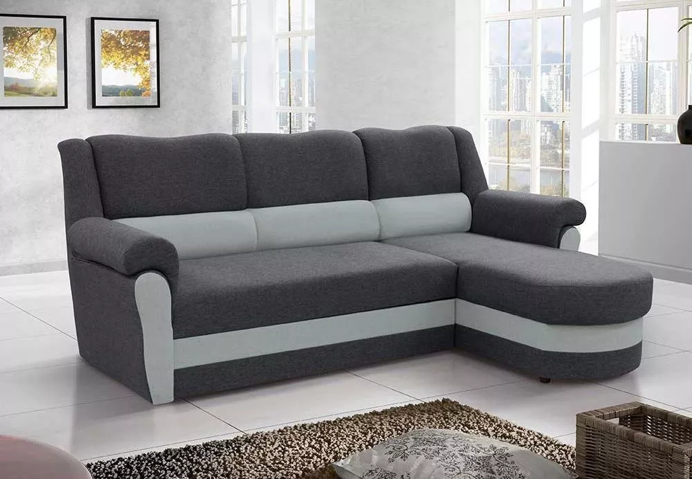 Dīvāns Bruno Standard · Pelēks + gaiši pelēks · 170 × 240 × 96 cm