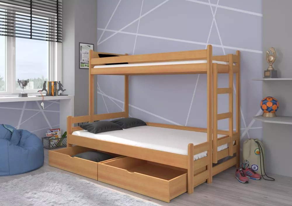 Bērnu gulta Beniamin ar matračiem Kāpņu puse: Pa labi, Guļamvietas platums: 120 cm, Guļamvietas garums: 200 cm, · Dižskā