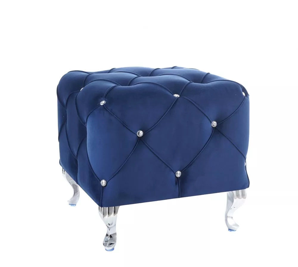 Pufs Hestia K Velvet Auduma numurs: Bluvel 86, · Zils · 50 × 46 × 50 cm