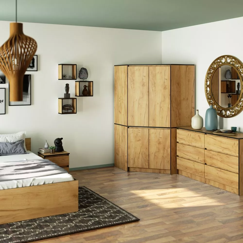 Skapis S100 Corner · Ozols kraft · 100 × 100 × 180 cm