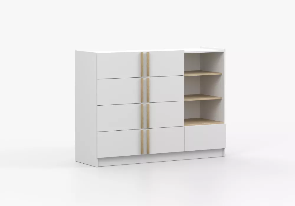 Kumode Sevilla 5S · Balts · 135 × 47 × 96 cm