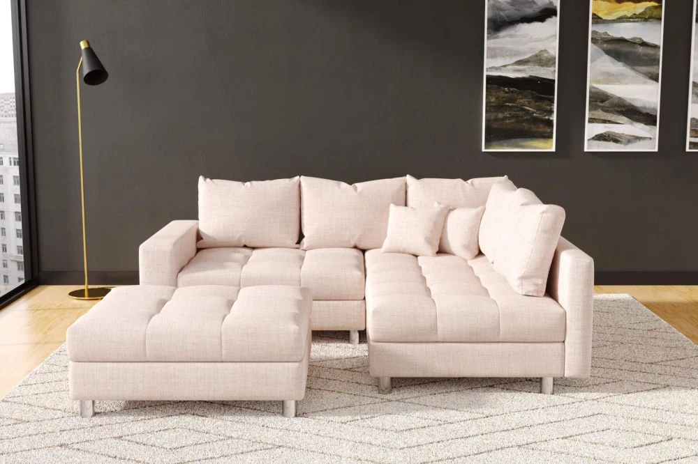 Dīvāns Kent L Standard ar pufu · Bēšs · 194 × 218 × 75 cm