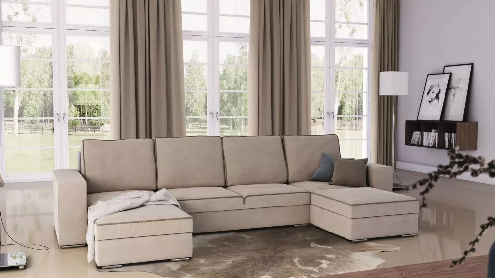 Dīvāns Ascot Standard · Gaiši brūns + brūns · 170 × 326 × 90 cm