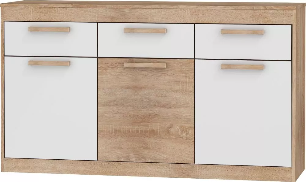 Kumode Maximus MXS 10 · Sonoma + balts spīdums · 148 × 41.4 × 84.7 cm