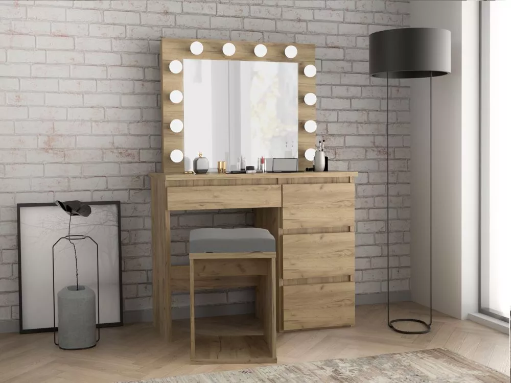 Kosmētikas galds Beta 12 LED · Ozols craft zelts · 94 × 140 × 43 cm