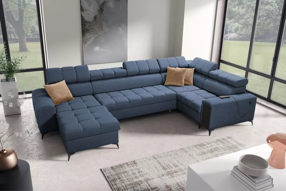 Dīvāns Greco 4 Mini Standard · Zila · 201 × 337 × 84 cm