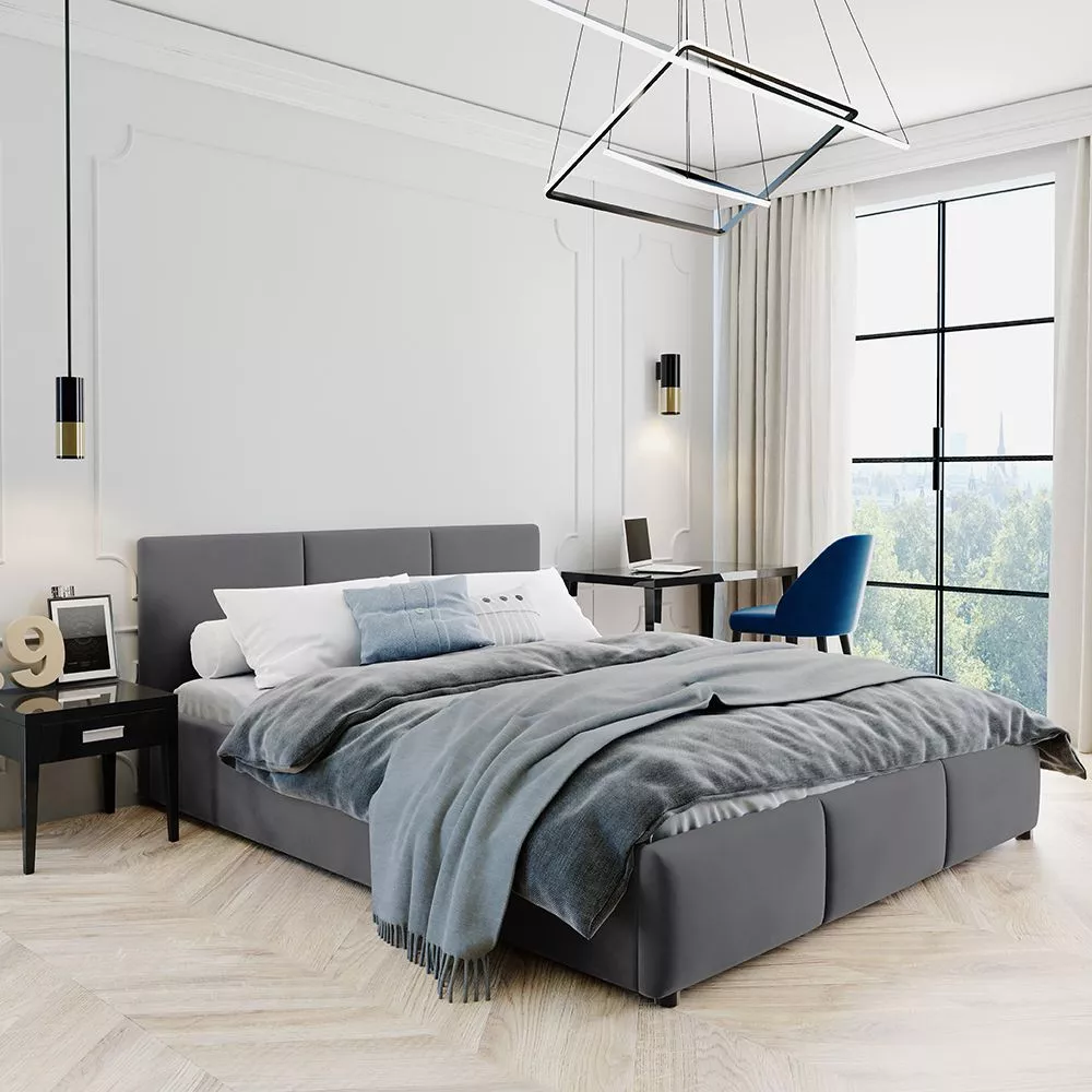 Gulta Nela Standard ar stelāžu Guļamvietas platums: 140 cm, Guļamvietas garums: 200 cm, · Tumši pelēks · 150 × 218 × 82 