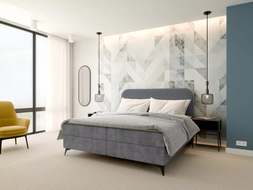 Gulta Mitto Boxspring Standard Guļamvietas platums: 160 cm, Guļamvietas garums: 200 cm, · Pelēks · 160 × 208 × 122 cm