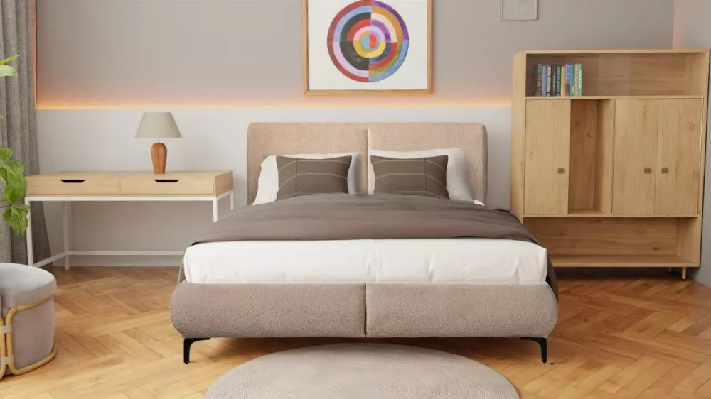 Gulta Scala Standard ar stelāžu Guļamvietas platums: 160 cm, Guļamvietas garums: 200 cm, · Bēšs · 171 × 216 × 104 cm