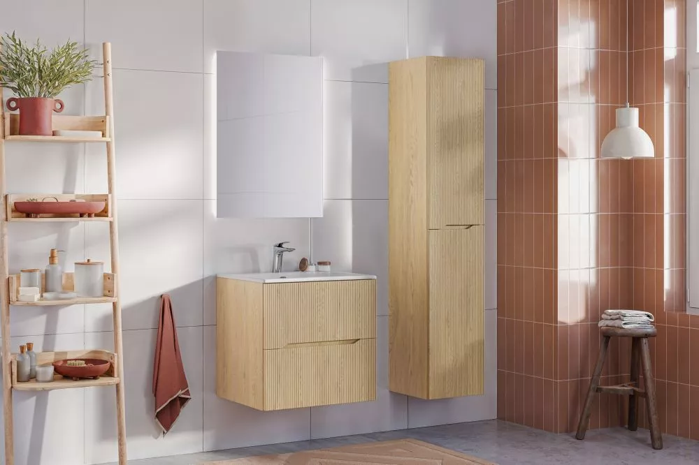 Vannas istabas komplekts Nordic Cremona 1 ar LED · Ozols kremona · 180 × 46 cm