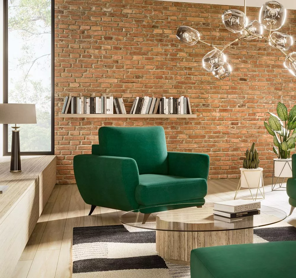 Mīksts krēsls Megis 1S Premium standard Sēdvietas dziļums: 60 cm, · Zaļš · 102 × 94 × 87 cm