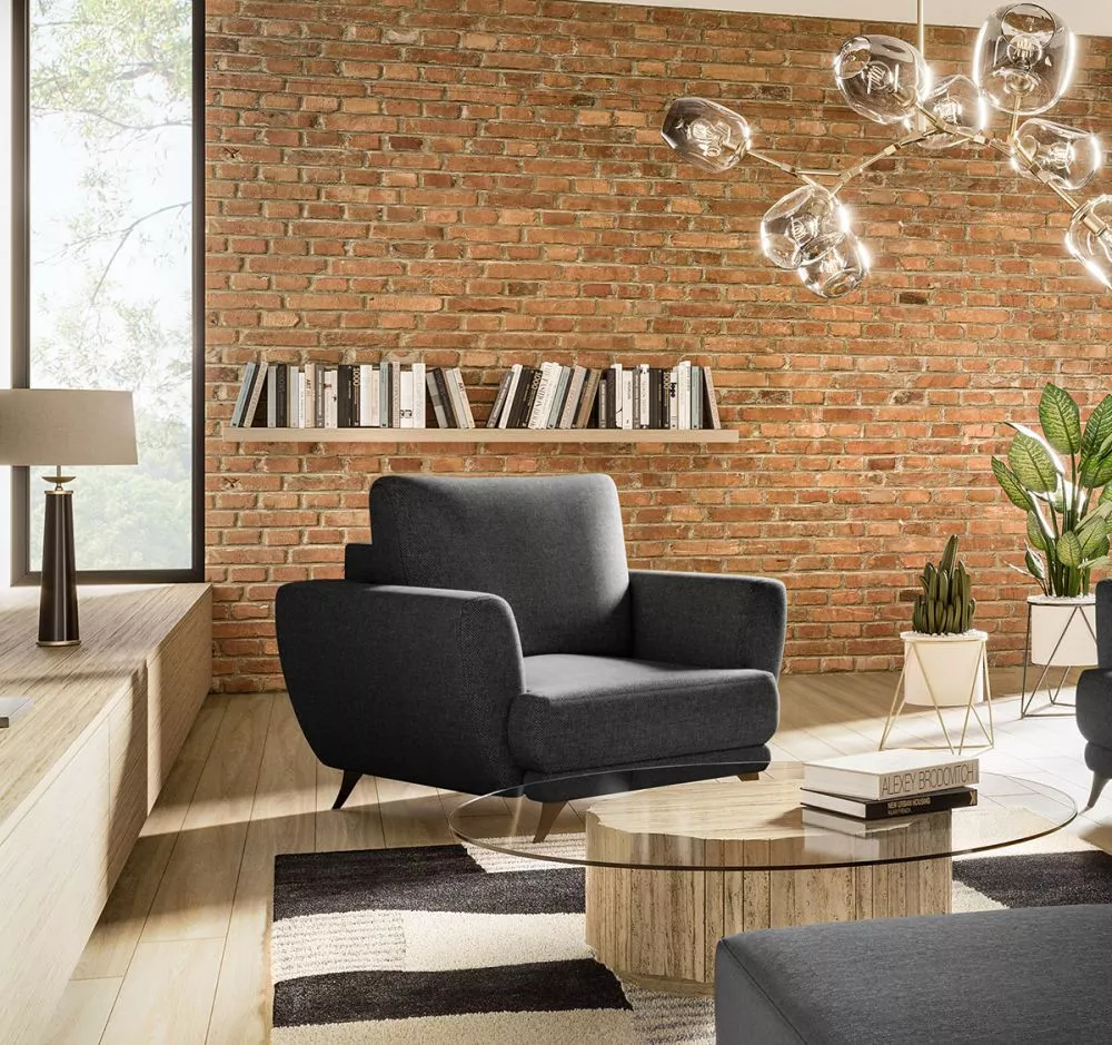 Mīksts krēsls Megis 1S Premium standard Sēdvietas dziļums: 60 cm, · Melns · 102 × 94 × 87 cm