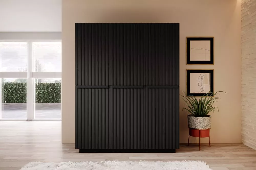Skapis Nicole SZ150 3D2SZ Black C · Melns · 150 × 62 × 207 cm