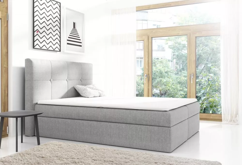 Gulta Livorno Premium Boxspring Standard Guļamvietas platums: 140 cm, Guļamvietas garums: 200 cm, · Pelēks · 140 × 213 ×