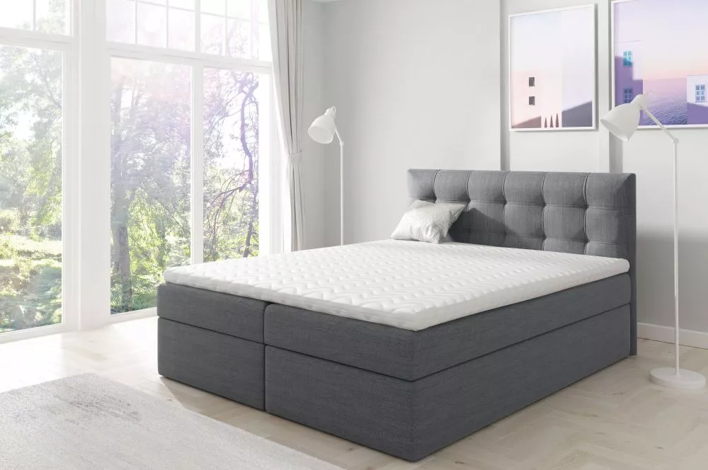 Gulta Top1 Boxspring Premium Standard Guļamvietas platums: 160 cm, Guļamvietas garums: 200 cm, · Tumši pelēks · 164 × 20