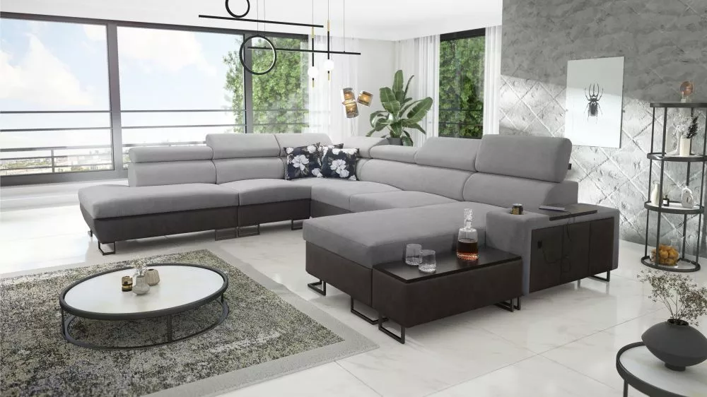 Dīvāns Melody 10 Premium Standard · Pelēks + grafīts · 295 × 363 × 84 cm