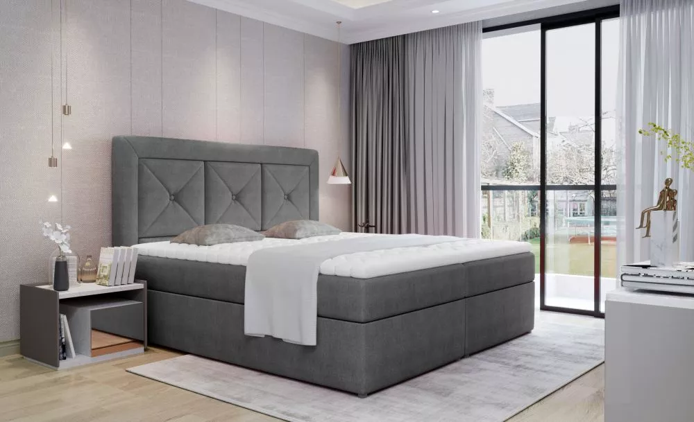 Gulta Idris Boxspring standard Guļamvietas platums: 180 cm, Guļamvietas garums: 200 cm, · Tumši pelēks · 180 × 215 × 115