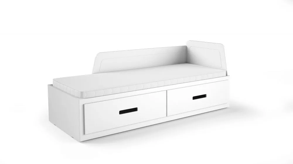 Gulta Mia 80-160x200 ar stelāžām Guļamvietas platums: 80 cm, Guļamvietas garums: 200 cm, · Balts · 88.5 × 204.4 × 82 cm