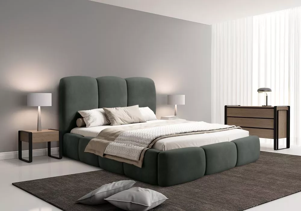 Gulta Allure Macau Standard ar stelāžu Guļamvietas platums: 180 cm, Guļamvietas garums: 200 cm, stelāžas tips: koka, · T