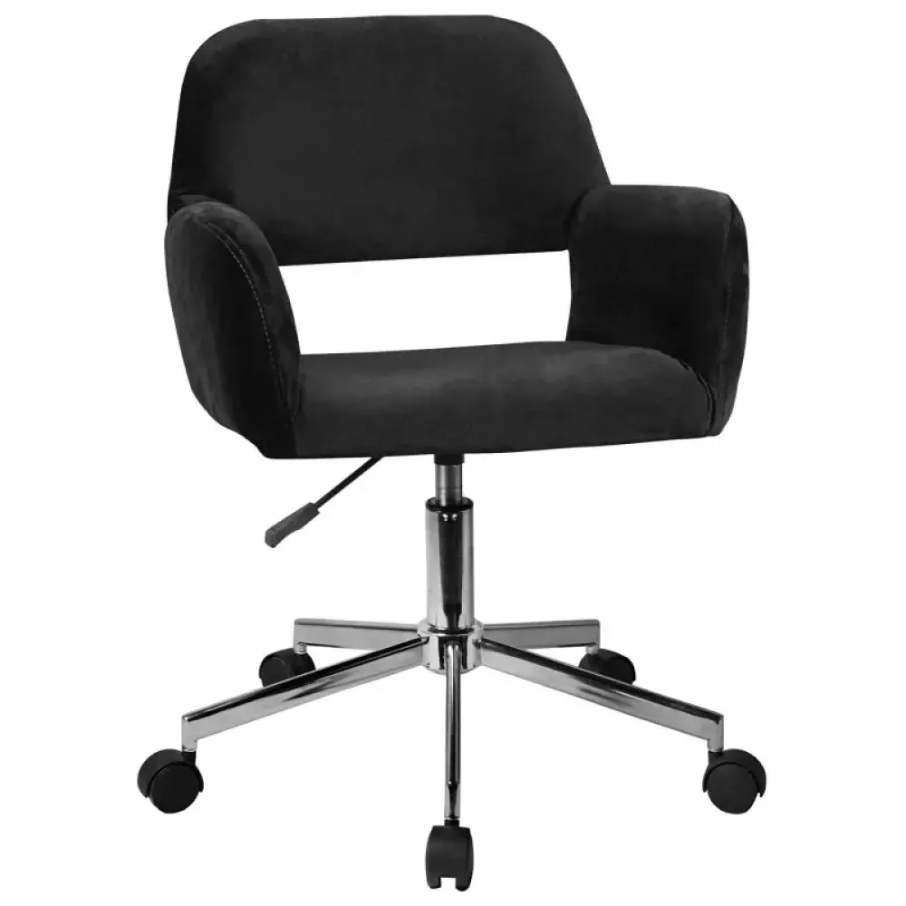 Datorkrēsls FD-22 Welur Sēdvietas platums: 53 cm, · Melns · 58 × 60 × 78 cm