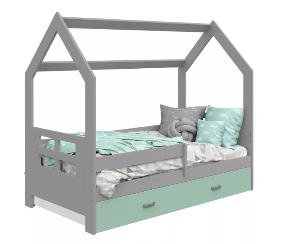 Bērnu gulta Domek D3-D ar stelāžu Guļamvietas platums: 80 cm, Guļamvietas garums: 160 cm, · 87 × 164 × 144 cm