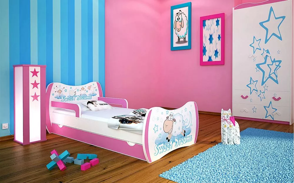 Bērnu gulta Dream L06 180x90 DM13 ar stelāžu Guļamvietas platums: 90 cm, Guļamvietas garums: 180 cm, · 114 × 184 × 71 cm
