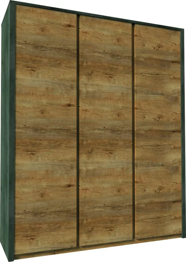 Skapis Montana S3D · Ozols lefkas + pēlēks · 166 × 53 × 197 cm