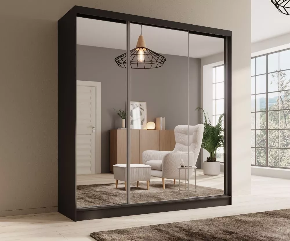 Skapis Tola 200 · Melns · 200 × 61 × 215 cm