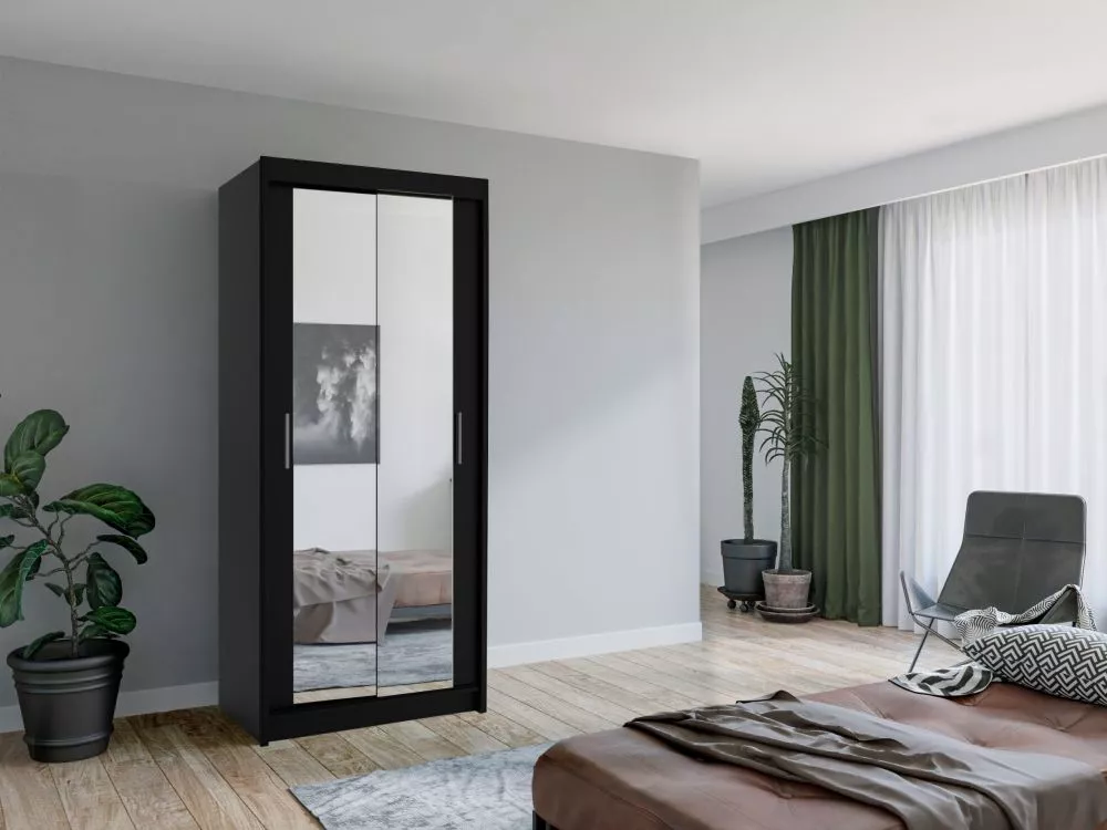 Skapis Mini Chanti 90 · Melns · 90 × 61 × 200 cm