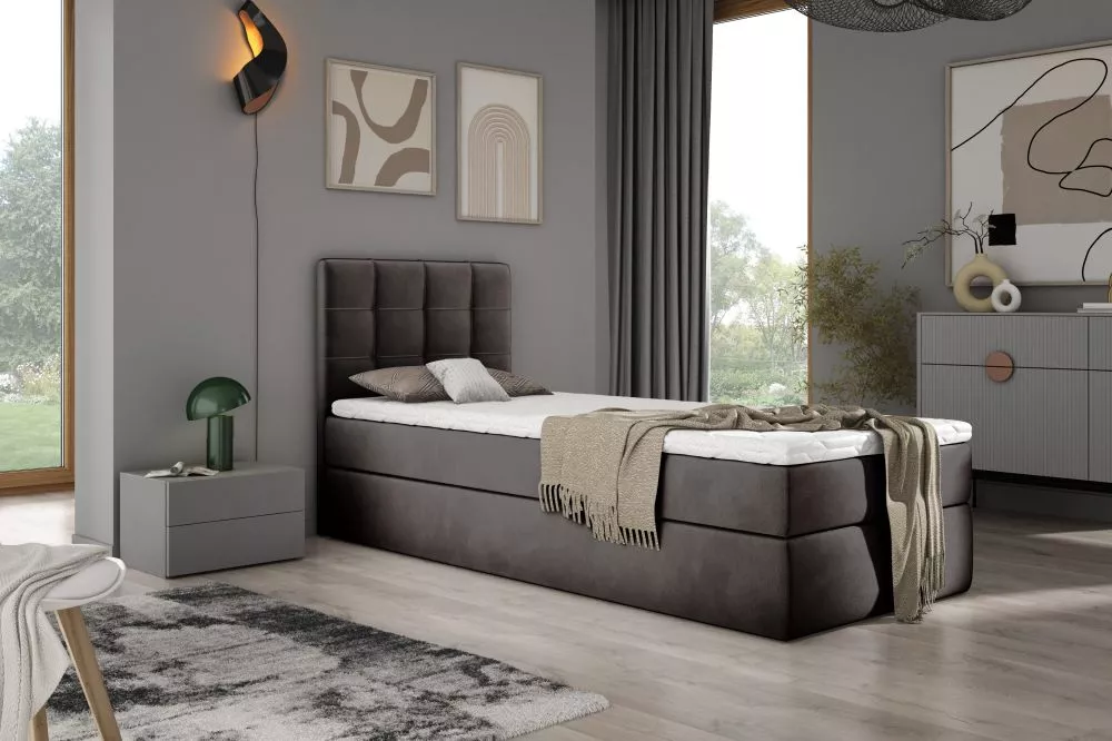 Gulta Adelle Boxspring Standard Guļamvietas platums: 70 cm, Guļamvietas garums: 200 cm, · Tumši brūns · 70 × 210 × 100 c
