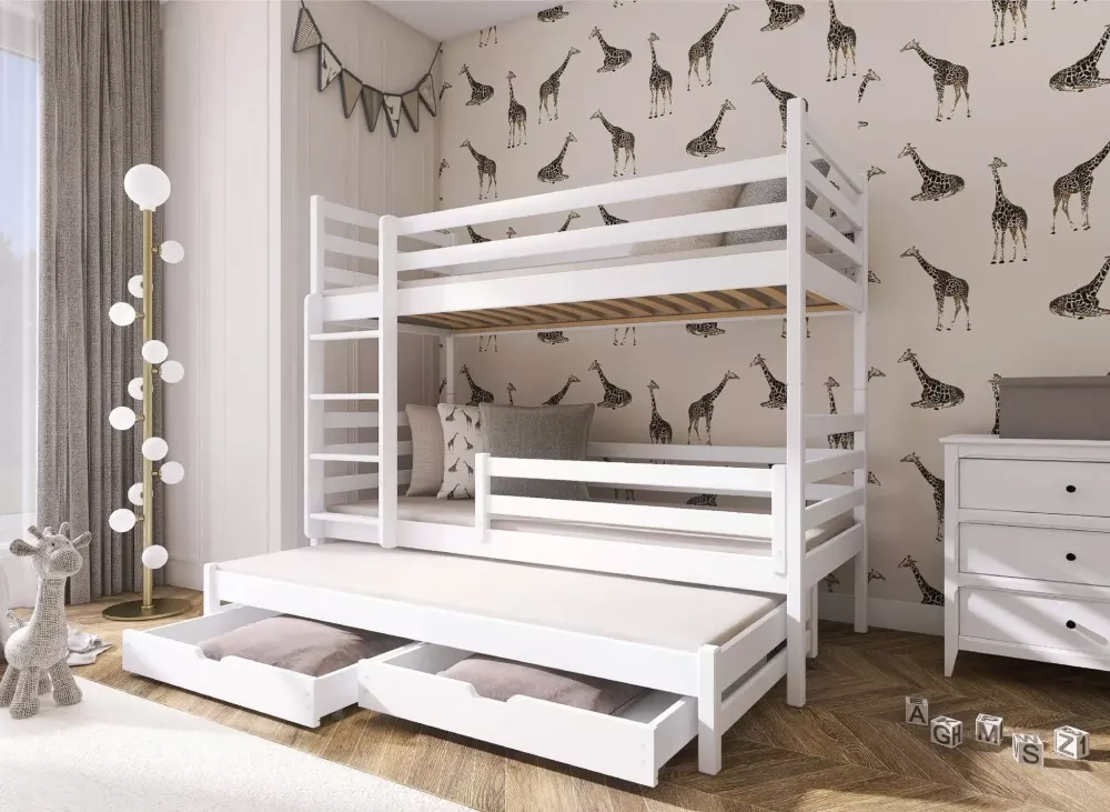Bērnu gulta Luk ar stelāžām Guļamvietas platums: 80 cm, Guļamvietas garums: 160 cm, · Balts · 87 × 168 × 160.5 cm