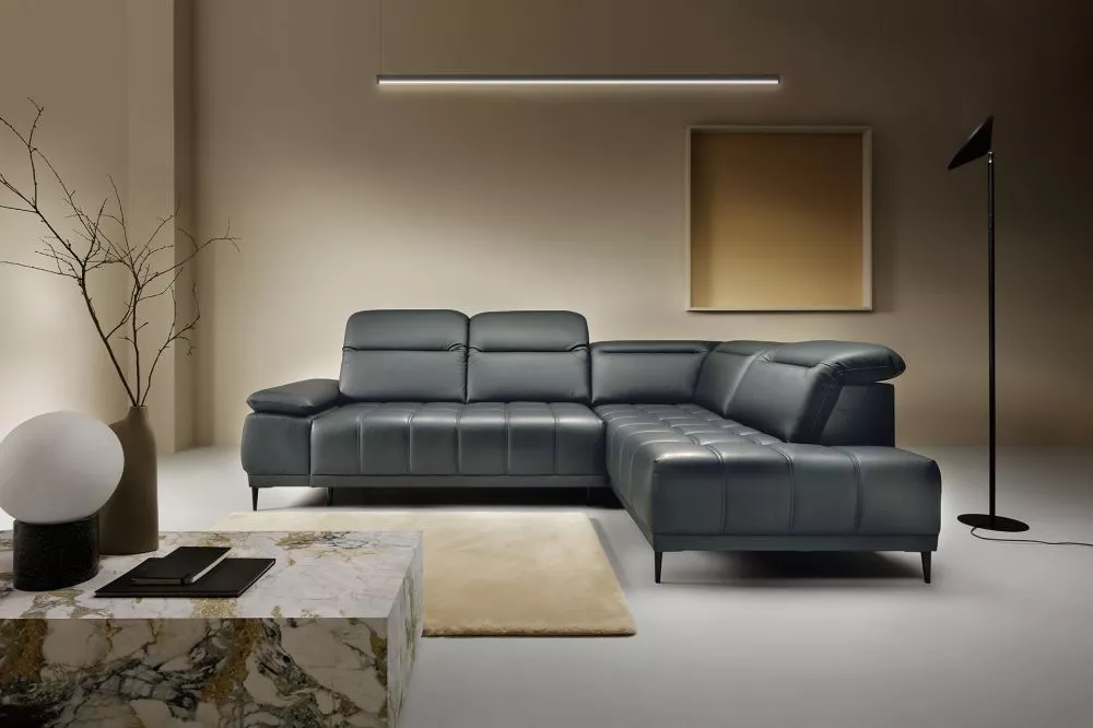 Dīvāns Focus L Leather Standard · Tumši pelēks · 204 × 278 × 82 cm