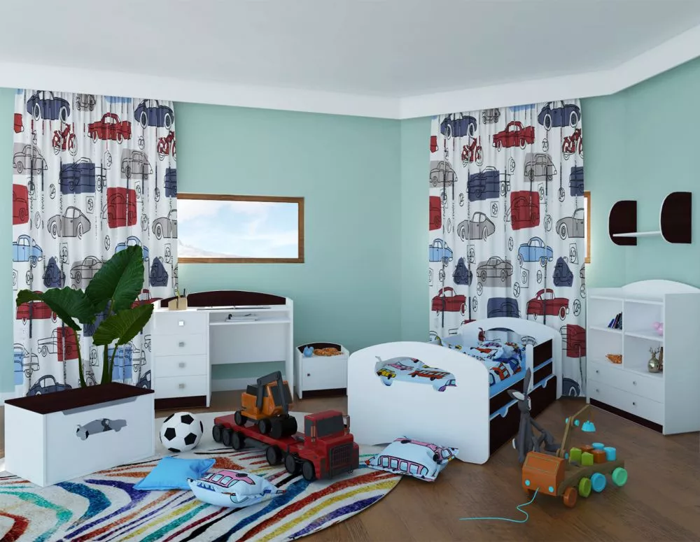 Bērnu gulta Happy Design Auto L06 180x90 ar stelāžu Guļamvietas platums: 90 cm, Guļamvietas garums: 180 cm, · 102 × 184 