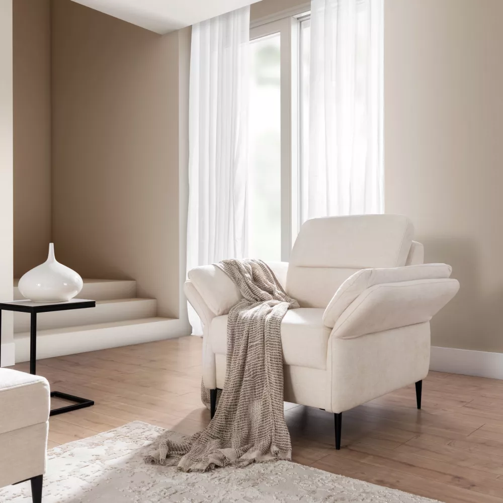 Mīksts krēsls Fosano 1S standard Sēdvietas dziļums: 52 cm, · Gaiši bēšs · 120 × 90 × 96 cm